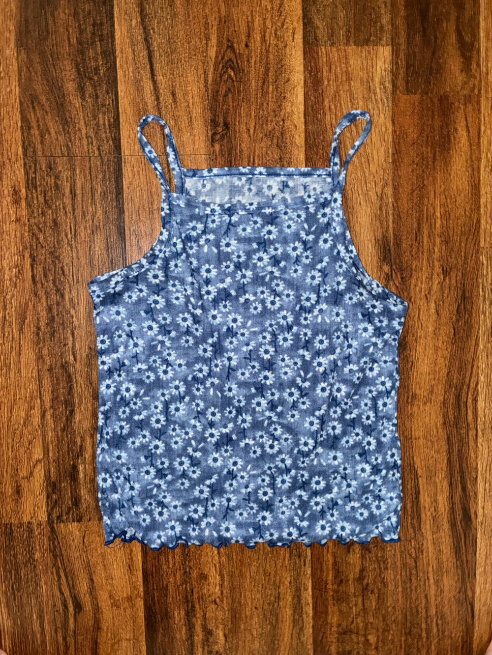 Lands' End Blue Floral Tank Top